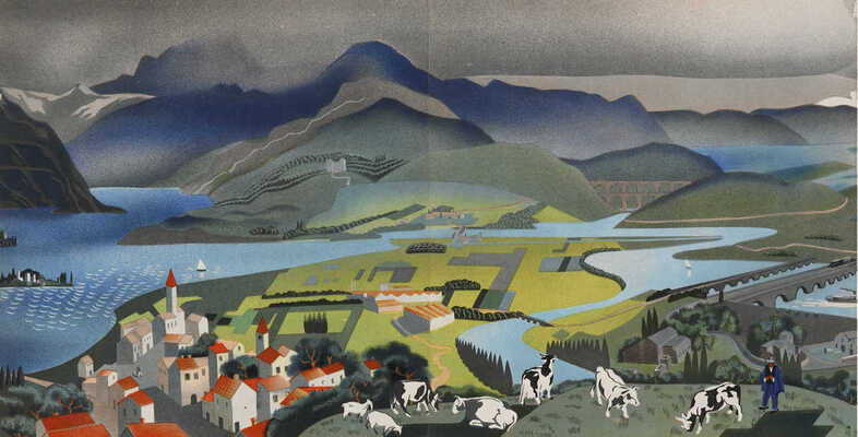 [Панорама реки. Худ. А. Экстер]. Panorama du Fleuve. Paris: Flammarion, 1937.